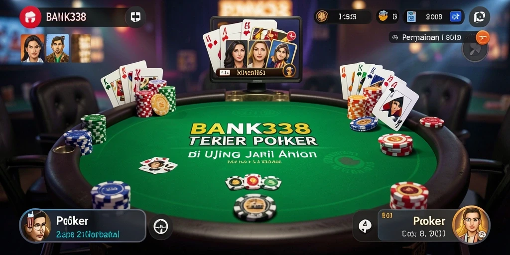Tampilan antarmuka menarik dari permainan Poker BANK338 dengan fitur lengkap.