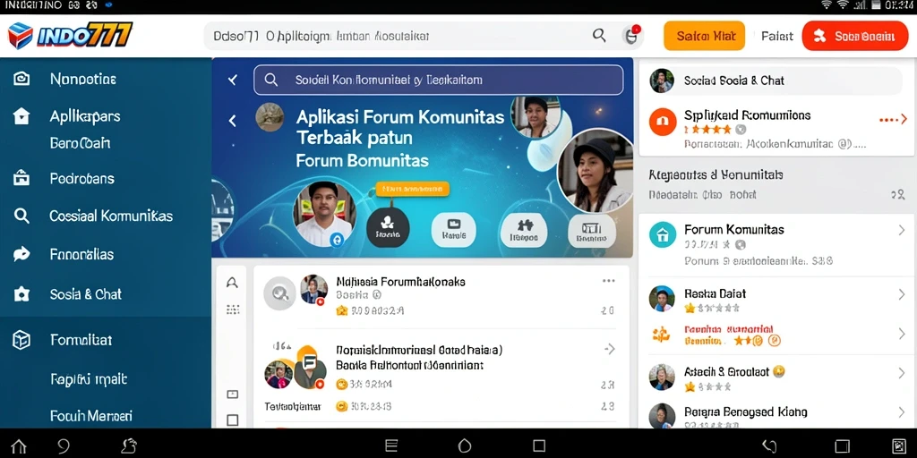 Antarmuka menarik dari aplikasi Forum Komunitas INDO777.