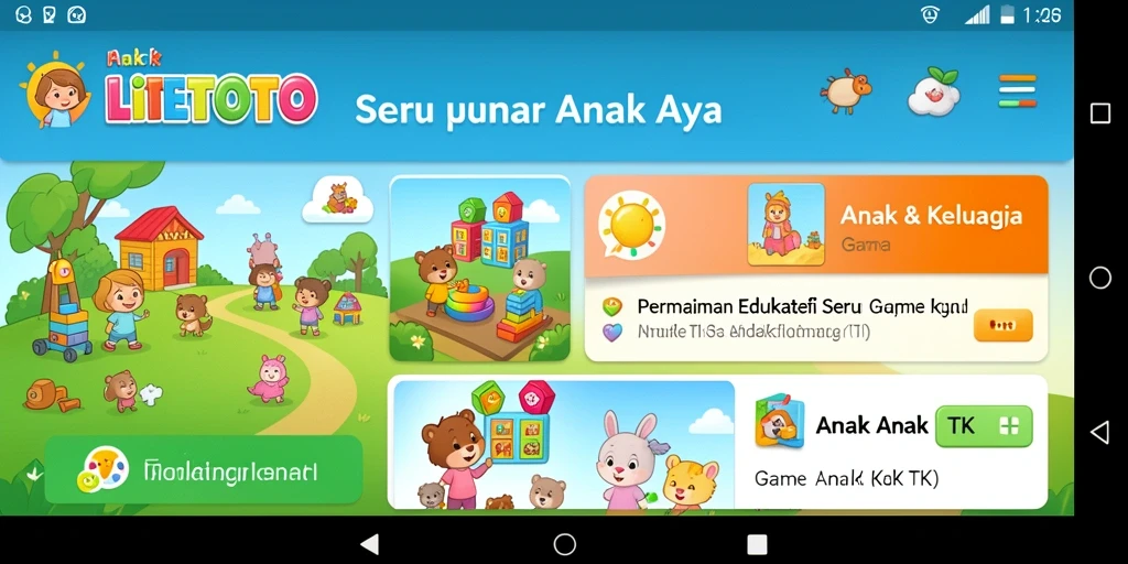 Tampilan antarmuka LITETOTO yang ramah anak dan penuh warna.