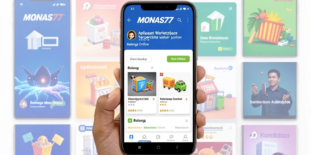 Antarmuka aplikasi MONAS77 dengan fitur Marketplace yang intuitif.