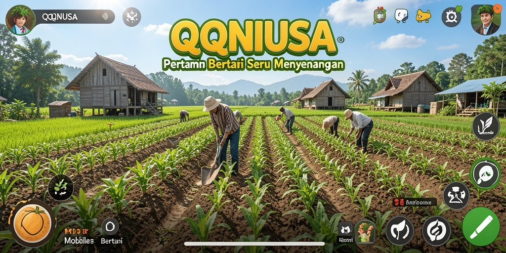 Antarmuka menarik dari QQNUSA saat bertani di kebun.